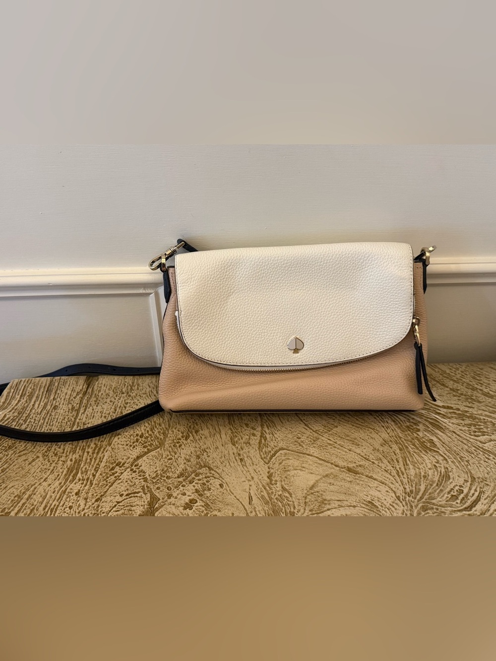 kate spade Two-Tone Cream and Beige Pebbled Leather Crossbody